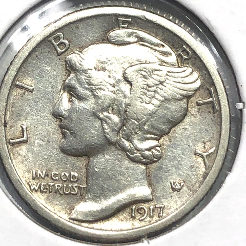 1917-D  Mercury Silver Dime - Nice Circulated #19667 Cover