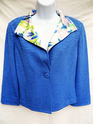 ST JOHN Etiqueta Negra Mujer Azul Floral Suéter Chaqueta Blazer Traje Abrigo 6 M Foto 1 de 3