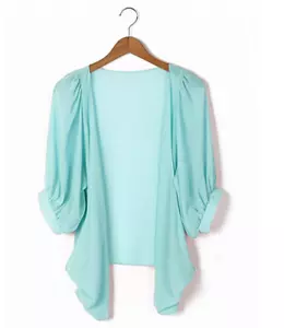 Women's M Medium Lightweight Boho Open Cardigan Shawl Kimono Wrap Chiffon Aqua - Picture 1 of 3