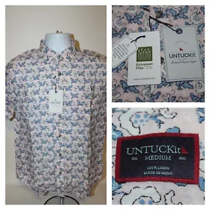 NWT Mens UNTUCKit 100% Linen Short Sleeve Button Shirt Varosa Floral : Size M - Picture 1 of 9