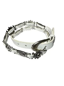 Cinturón de cuero blanco para mujer con adornos plateados y hebilla M/L - Imagen 1 de 5
