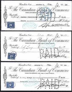THE CANADIAN BANK OF COMMERCE LOT OF 3 FROM 1939 - Picture 1 of 2