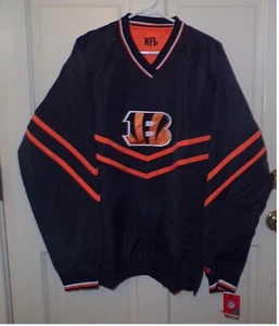 Pullover Cincinnati Bengals giacca a vento nuovo con etichette taglia L NFL logo ricamato - Foto 1 di 12