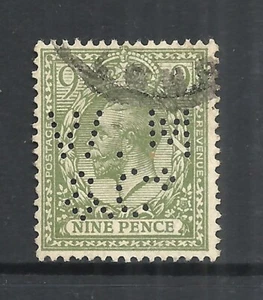 GREAT BRITAIN SCOTT 183 USED F/VF - 1922 9p OL GREEN GEORGE V ISSUE CAT $35 - Picture 1 of 2