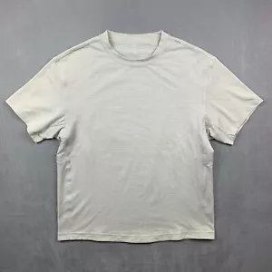 Lululemon Mens Shirt Large Beige Striped Drysense Short Sleeve Ventilated Gym - Bild 1 von 12