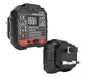 Socket Tester, Mains Outlet Tester with Voltage Display 48-250V Breaker Finder - Picture 1 of 10