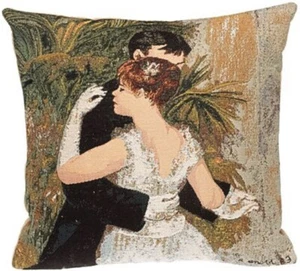 RENOIR DANSE A LA VILLE TOWN DANCE BELGIAN TAPESTRY CUSHION COVER 18" X 18" 1601 - Picture 1 of 6