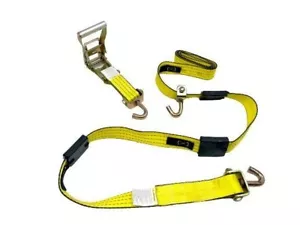 Six (6) Pack - TECNIC YELLOW 3 Point Car Hauler Swivel J - Ratchet Wheel Strap - Picture 1 of 1