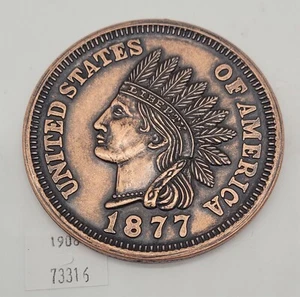 ThriftCHI ~ 3" vergrößerter Münzbriefbeschwerer - 1877 Indian Head Cent - Bild 1 von 5