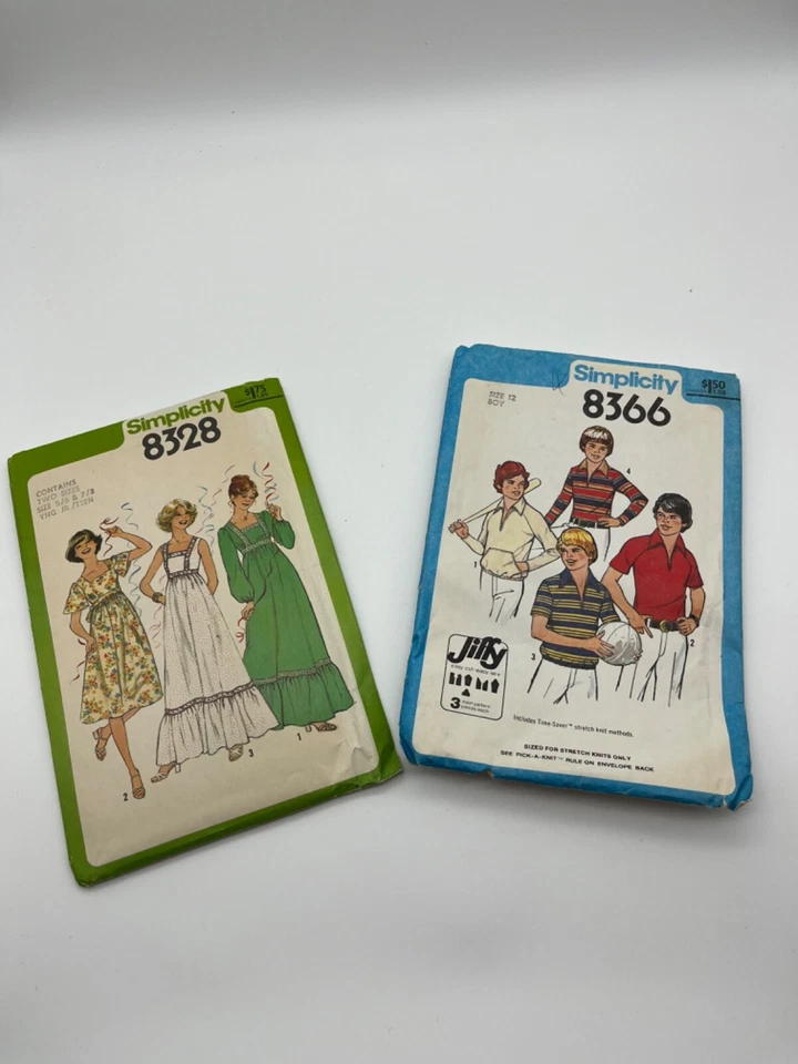 1970's Vintage Simplicity Boys # 8366 Size 12 and Girls # 8328 Size 5/6 & 7/8 - Image 1 of 2