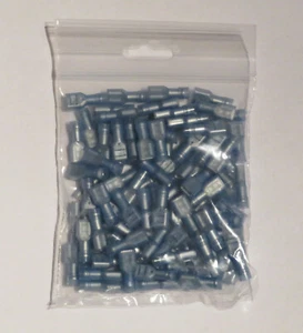 Flachsteckhülsen vollisoliert  6,3 x 0,8mm blau transparenter Ausführung 100 Stk - Bild 1 von 2