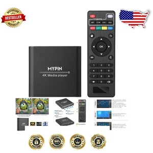 4K Media Player with Remote Control - H.265, HDMI, USB Support for 8TB Storage - Picture 1 of 11