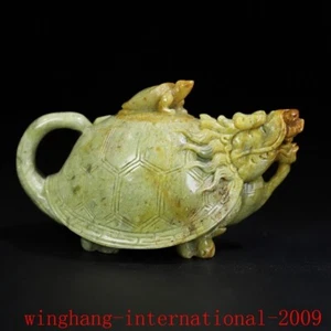 China Chinese Shoushan stone Hand carved fengshui dragon turtle Flagon ornaments - Picture 1 of 9