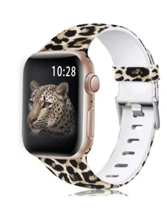 Leopard Band for Apple Watch Series 4/3/2/1 Soft Silicone Strap 38/40mm Cheetah - Picture 1 of 11