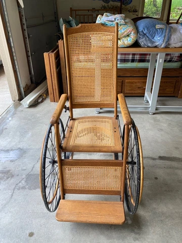 1872-1920 Museum Quality Antique Medical Wheelchair. Recliner Cover