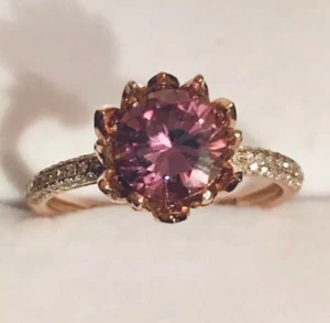 1.60ct Redondo Moissanite de corte brillante y diamantes reales Anillo solitario Oro rosa - Imagen 1 de 12