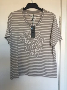 Silver/grey striped top with scoop neck. Size L by Oscar B. Unworn. - Picture 1 of 1