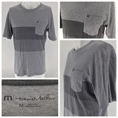 Camiseta Travis Mathew Hombre’s M Gris Rayas Bolsillo Algodón Modal Perú YGI T3-89 Foto 1 de 4