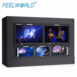 FEELWORLD D101 PLUS 1920x1200 IPS Dual 10.1" 4RU Rackmount Monitor 4K HDMI SDI - Picture 1 of 14