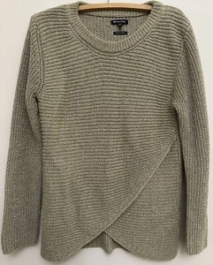 Massimo Dutti Women’s Wool Blend Knit Jumper Size M Beige With Gold Silk Thread - Picture 1 of 17