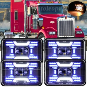 Faro LED 4x6 alto/bajo con giro DRL para Kenworth T600 T800 W900 Peterbilt 378 379 - Imagen 1 de 12