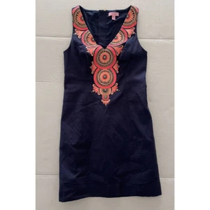 Lilly Pulitzer Etuikleid 0 blau rosa über Knie Matelasse V-Ausschnitt ärmellos  - Bild 1 von 7