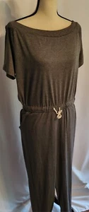 Short Sleeve Jumpsuit Day Romper Gray Size S Small Comfy Travel Drawstring - Picture 1 of 9