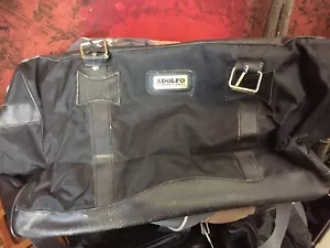 Vintage Adolfo Duffle Bag Black Weekender Travel Large Luggage Tote - Picture 1 of 3