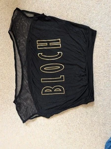 Girls Bloch Black/Net/Logo Dance top Age 16 - Picture 1 of 4