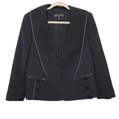 Blazer Escada Margaretha Let para mujer talla 44 EE. UU. L mezcla de lana negro ajustado de lujo Foto 1 de 4
