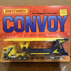 Matchbox Convoy 1982 CY1 Kenworth Car Transporter Rare Yellow Blue Color On Card - Picture 1 of 9