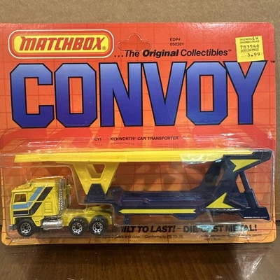 Matchbox Convoy 1982 CY1 Kenworth Car Transporter Rare Yellow Blue Color On Card - Image 1 of 4