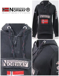 Geographical Norway Mens Hoodie Black Chest Size 34/36 UK Size SX Sku Y10785 - Picture 1 of 15