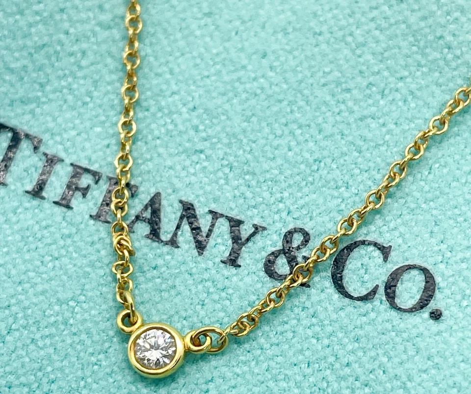 Кулон Tiffany & Co. Elsa Peretti с бриллиантами желтое золото 18 карат 16 дюймов в ярдах - Изображение 1 из 4