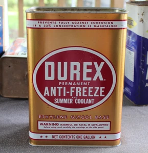 NEAR MINT ~ 1950s era DUREX ANTI FREEZE Old 1 Gallon Tin Oil Can - Bild 1 von 7