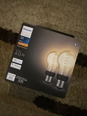 Phillips Hue 571075 Smart 40W Equivalent A19 Filament LED Bulb - 2 Pack - Image 1 of 4