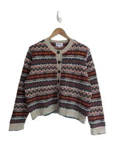 BRORA Cardigan 100% Wool SIZE UK 14 Fair Isle Knitted Button Up Multicolour  - Picture 1 of 6