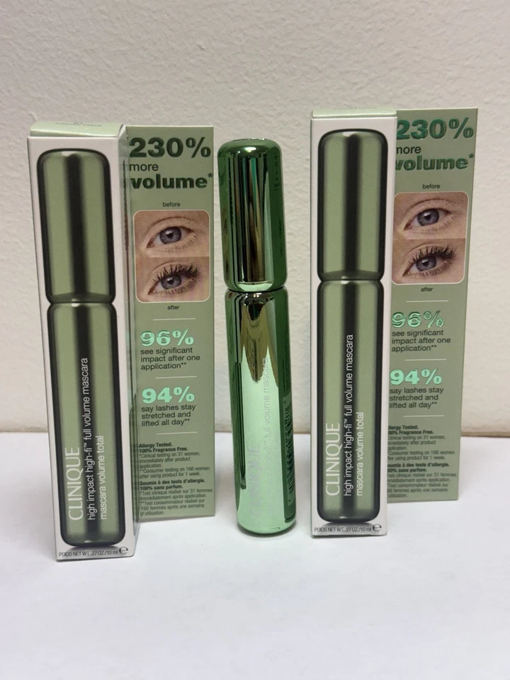 2X Máscara de pestañas Clinique High Impact High-Fi Full Volume 01 negra intensa 0,27 oz/10 ml Foto 1 de 1