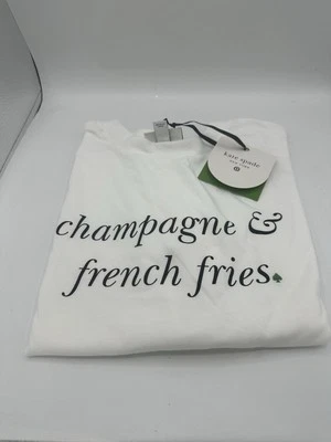 NUEVO CON ETIQUETAS KATE SPADE Target Champagne & French Fries Camiseta Blanca Manga Corta M Foto 1 de 4