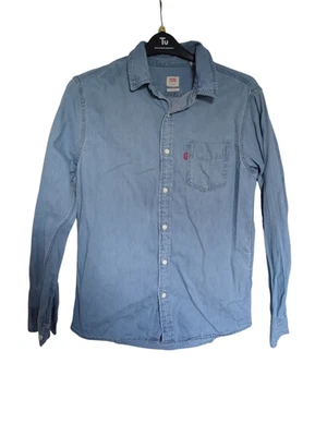 Vintage Style Levi's Chambray Shirt Standard Fit Light Blue Western Button - M - Image 1 of 4