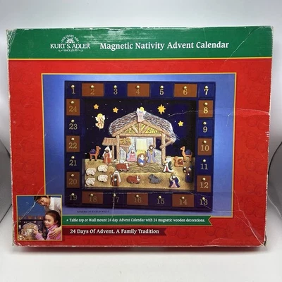 Kurt Adler Wooden Nativity Advent Calendar With  Magnetic Pieces Christmas Read - Image 1 of 4