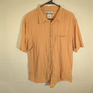 Camisa Columbia Para Hombres L Manga Corta Botón Naranja Guinga Algodón Aire Libre Senderismo - Imagen 1 de 4