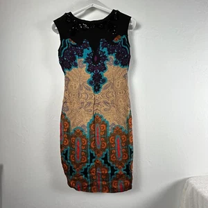 Tracy Reese Women's 4 Multicolor Sleeveless Paisley Embellishments Sheath Dress - Picture 1 of 10