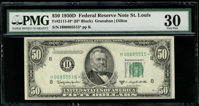 MALACK $50.00 1950D PMG 30 Very fine. Star note. Sta..MORE.. pm0027 - Image 1 of 1