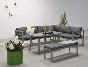 Eck Lounge Set Blakes Sitzgruppe Gartenmöbel Garnitur Alu Gruppe wetterfest hoch - Bild 1 von 13