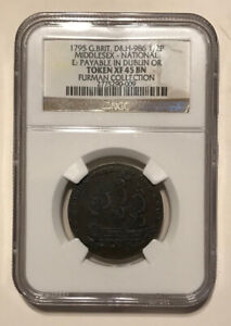 Great Britain - 1795 Middlesex 1/2 Penny Token (NGC XF 45 BN)