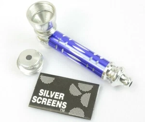 Metal Smoking Pipes PURPLE w/Lid Bowl Hand Portable Tobacco Smoking Pipe Screens - Picture 1 of 11
