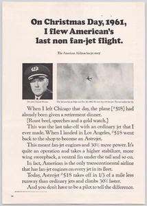 American Airlines Astrojet Fan-Jet Ruhestand Cpt Wynne Vintage Print Ad 1963 - Bild 1 von 5