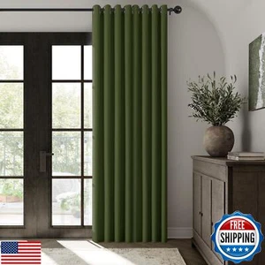 ChrisDowa 100% Blackout Olive Green Solid Curtains 90 Inches Long 2 Panels fo - Bild 1 von 5