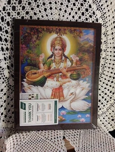 Goddess Saraswati Photo In 12" X 9" Frame for Wall/Temple - Picture 1 of 2